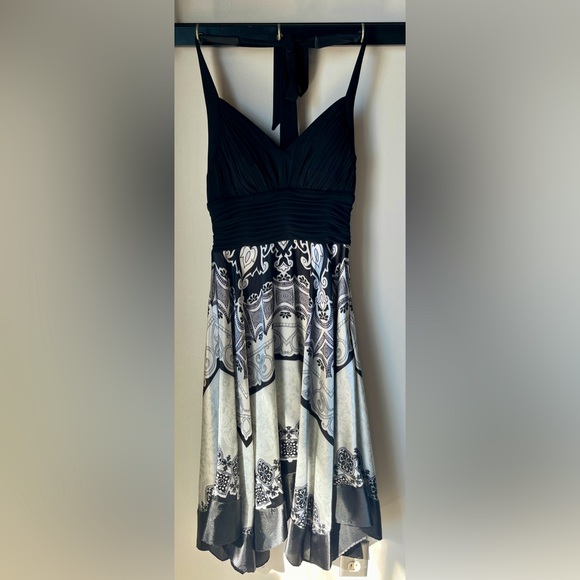 Sangria Black Silver Halter Top Silk Scarf Skirt Dress | Size 6 | Worn Once - Picture 1 of 8